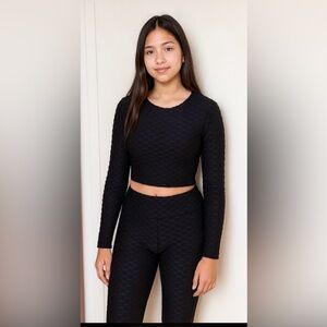 ShoSho Textured Black Outfit | Crop Top + High-Waist Leggings | M | NWTG